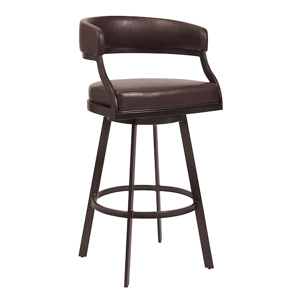 Armen Living Dione 30" Bar Height Barstool in Auburn Bay and Brown Faux Leather 721535746934 - main